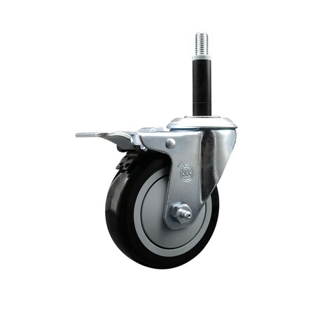 Service Caster 4'' SS Black Poly Swivel 3/4'' Expanding Stem Caster Total Lock Brake SCC-SSEXTTL20S414-PPUB-BLK-34